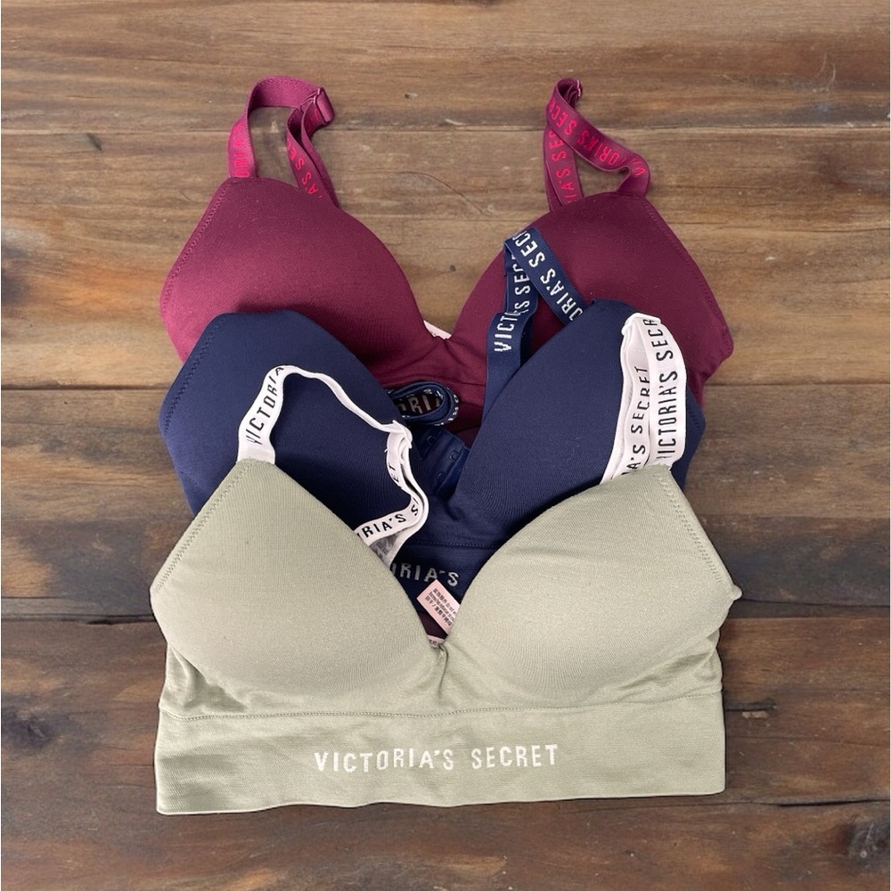 Victorias Secret T-Shirt Lined Wireless Bra Set Of Three Size XS